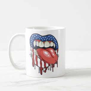 Caneca De Café Lábios de vampiro da bandeira americana T-Shirt