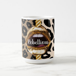 Caneca De Café Lábios Dourados Selvagens Décor Décor - Maquiagem 