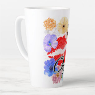 caneca de café: lábios e flores