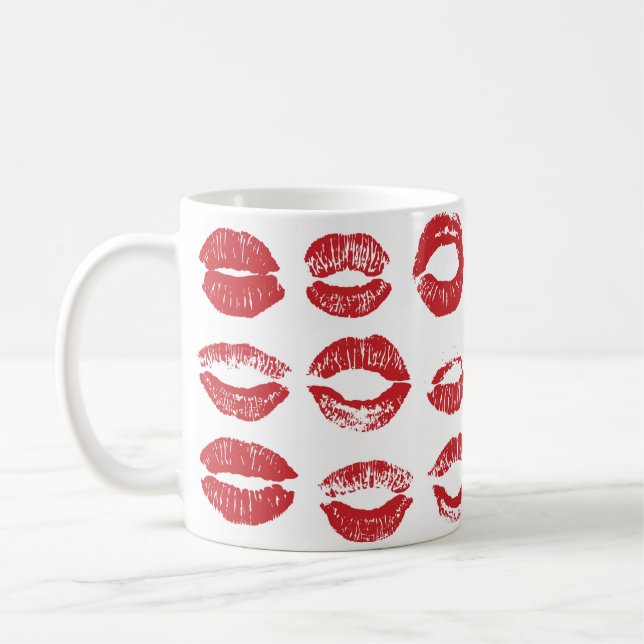 Caneca De Café Lábios femininos. Isolamento de lábios de aquarela (Esquerda)