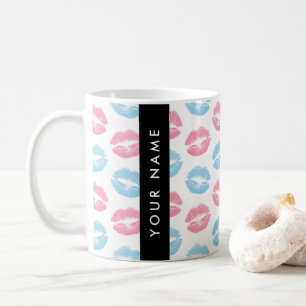 Caneca De Café Lábios Rosa, Lábios Azuis, Beijo, Seu Nome, Person