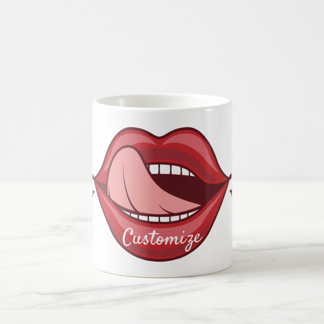 Caneca De Café Lábios Vermelhos Abrir Boca Trocada (Centro)