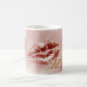 Caneca De Café Lábios Vermelhos Beijo XO