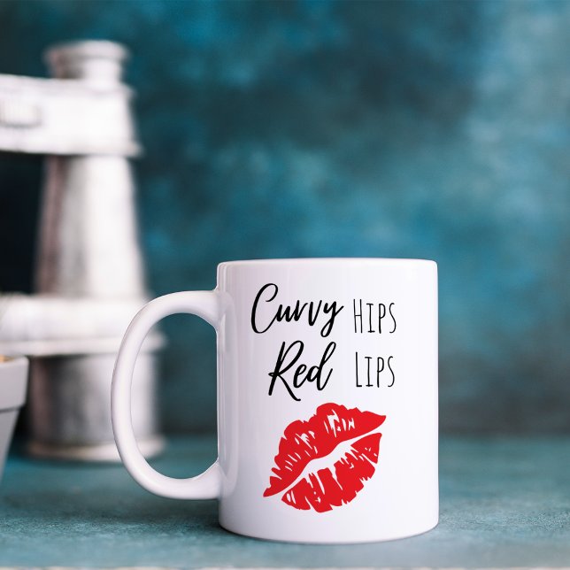 Caneca De Café Lábios Vermelhos Engraçados Curvy Hips (Criador carregado)