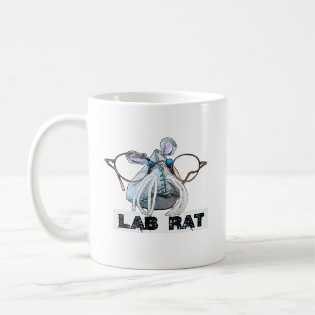 Caneca De Café Laborratte Lab Rat mit großer Brille Schnurrbart (Esquerda)