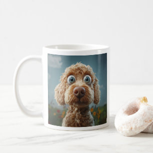 Caneca De Café Labradoodle australiano de olhos grandes