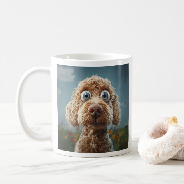 Caneca De Café Labradoodle australiano de olhos grandes (Com Donut)