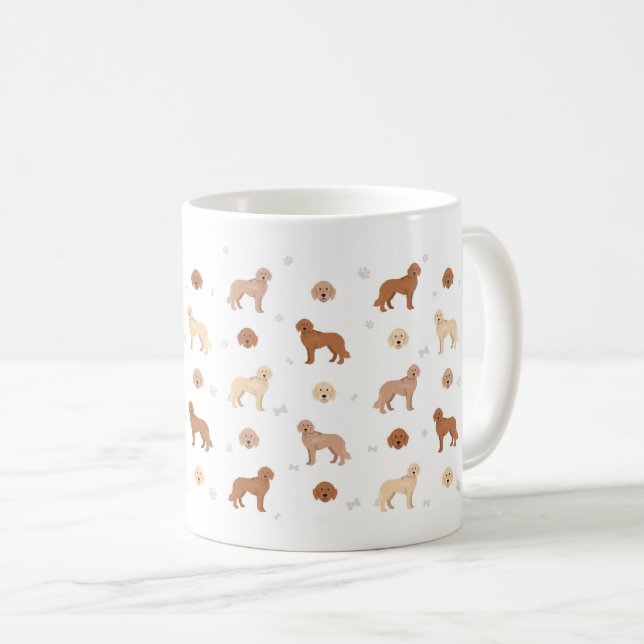 Caneca De Café Labradoodle dog mug, presente para amantes de cach (Frente Esquerda)