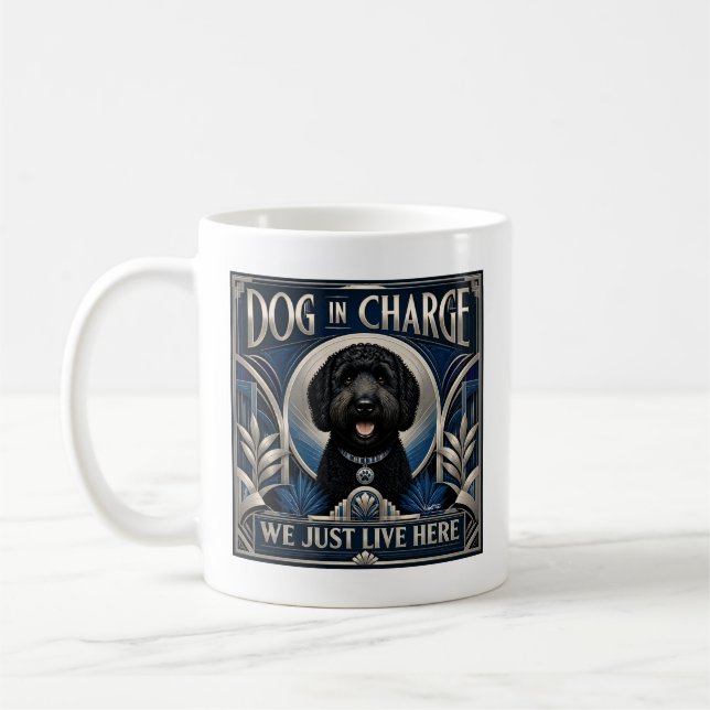 Caneca de Café Labradoodle Engraçado Comanda a Cas (Esquerda)