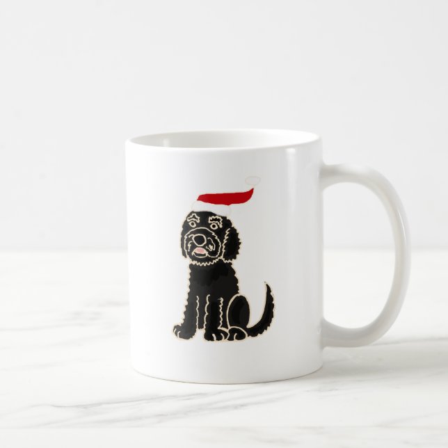 Caneca De Café Labradoodle preto engraçado na arte do Natal do (Direita)