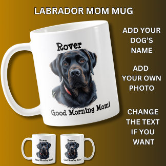 Caneca De Café Labrador, adicione o nome do cão, mude a foto