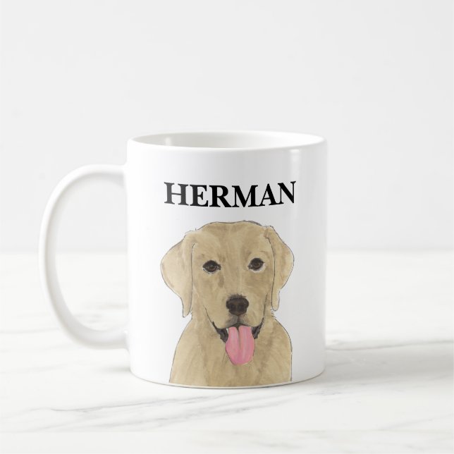 Caneca De Café Labrador Amarelo Personalizado (Esquerda)