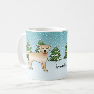 Caneca De Café Labrador Amarelo Retriever - Floresta e nome do in