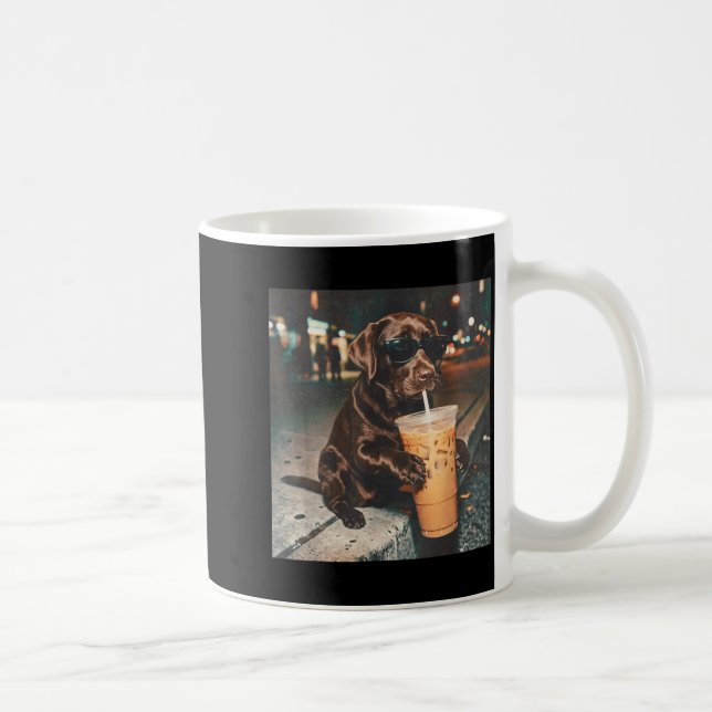Caneca De Café Labrador Chocolate Engraçado Bebendo Amantes de Ca (Direita)