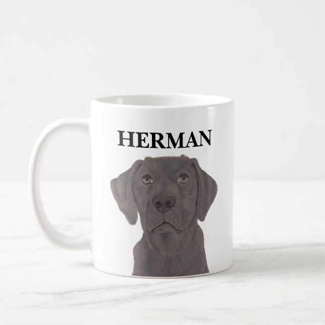 Caneca De Café Labrador de Chocolate Personalizado (Esquerda)