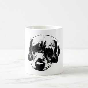 Caneca De Café Labrador Fecho de Arte Preta e Branca