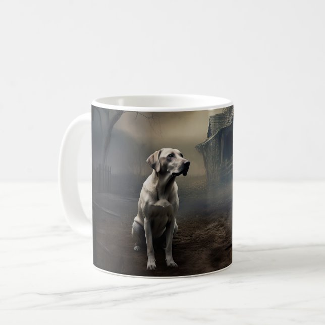 Caneca De Café Labrador Halloween Scary (Frente Esquerda)