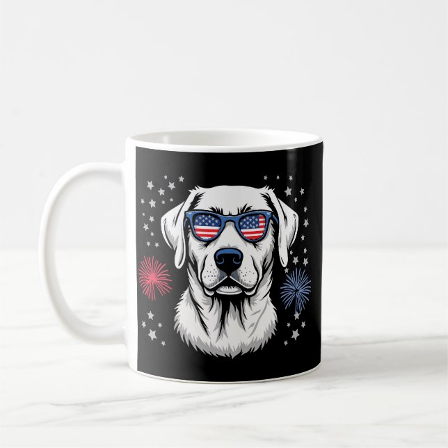 Caneca De Café Labrador Patriótico com Óculos de Sol EUA (Esquerda)