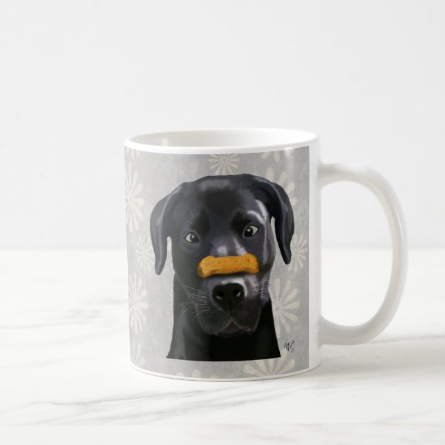 Caneca De Café Labrador Preto com Osso no Nariz 2 (Direita)
