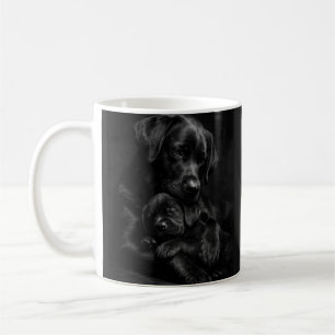 Caneca De Café Labrador preto, pai e filho, Abraço de amor