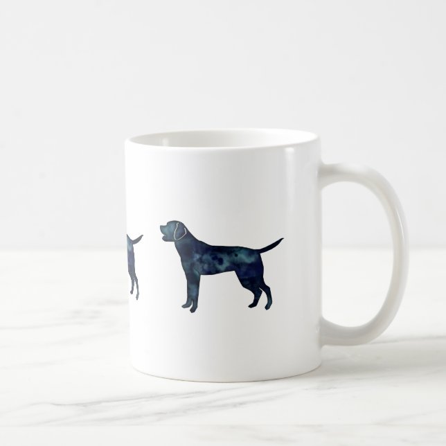 Caneca De Café Labrador Retriever Black Watercolor Silhouket (Direita)
