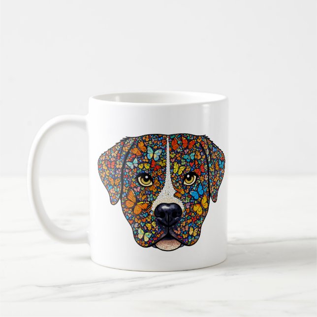 Caneca De Café Labrador Retriever Butterfly Kaleidoscope Portrait (Esquerda)