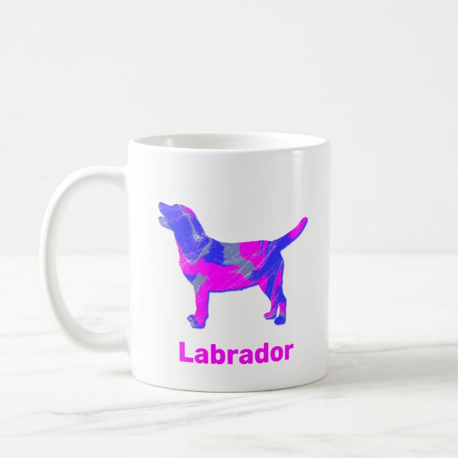 Caneca De Café Labrador Retriever Cachorro Silhouette Louco Quent (Esquerda)