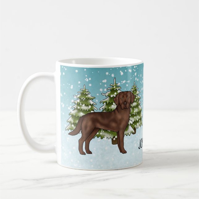 Caneca De Café Labrador Retriever Chocolate Natal Nome Personaliz (Esquerda)