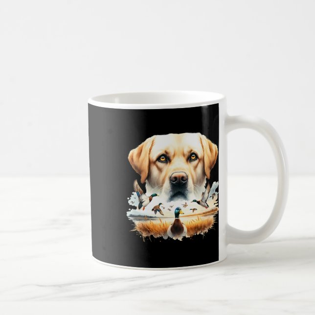 Caneca De Café Labrador Retriever Com Patos Mallard Caçando Pato (Direita)