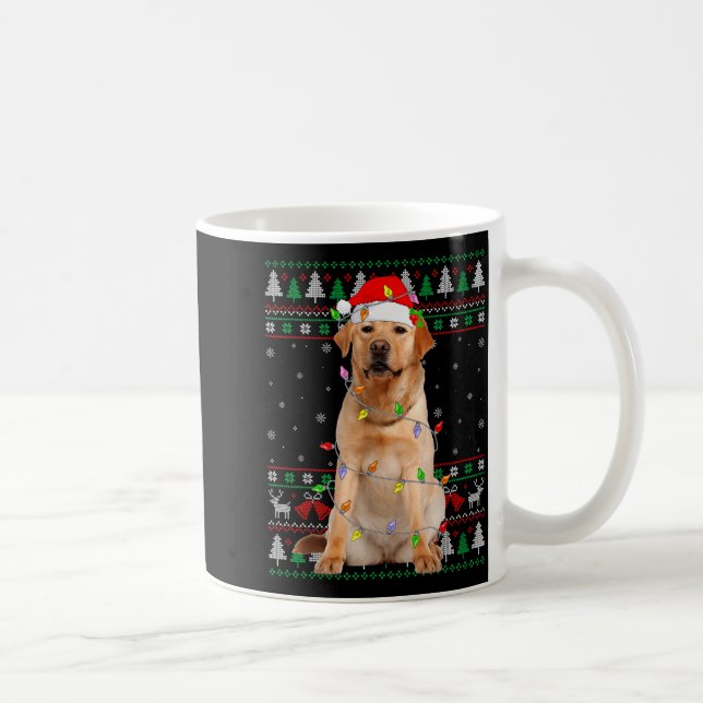 Caneca De Café Labrador Retriever Dog Christmas Ugly Sweater Ligh (Direita)