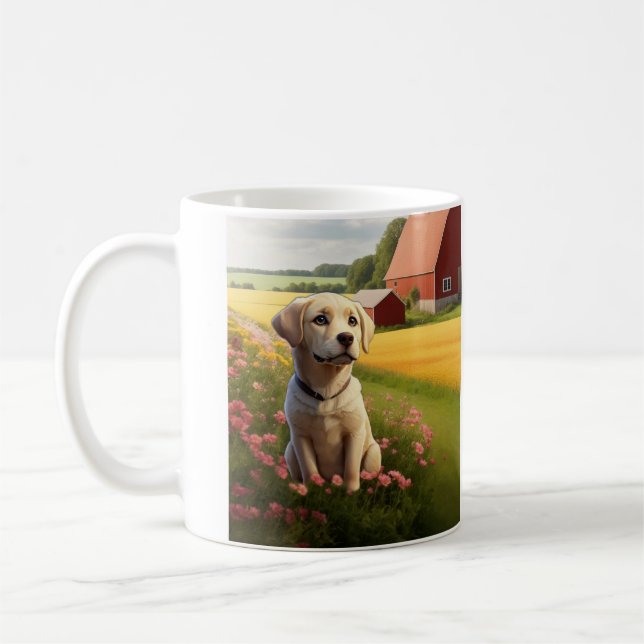 Caneca De Café Labrador Retriever na Fazenda (Esquerda)