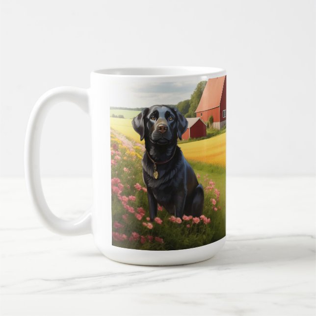 Caneca De Café Labrador Retriever na Fazenda (Esquerda)