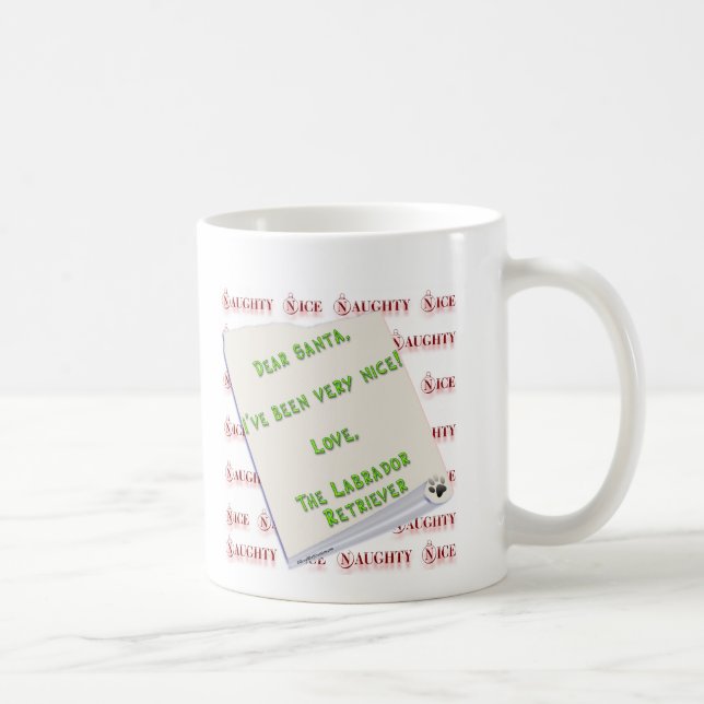 Caneca De Café Labrador Retriever Naughn ou Nice (Direita)