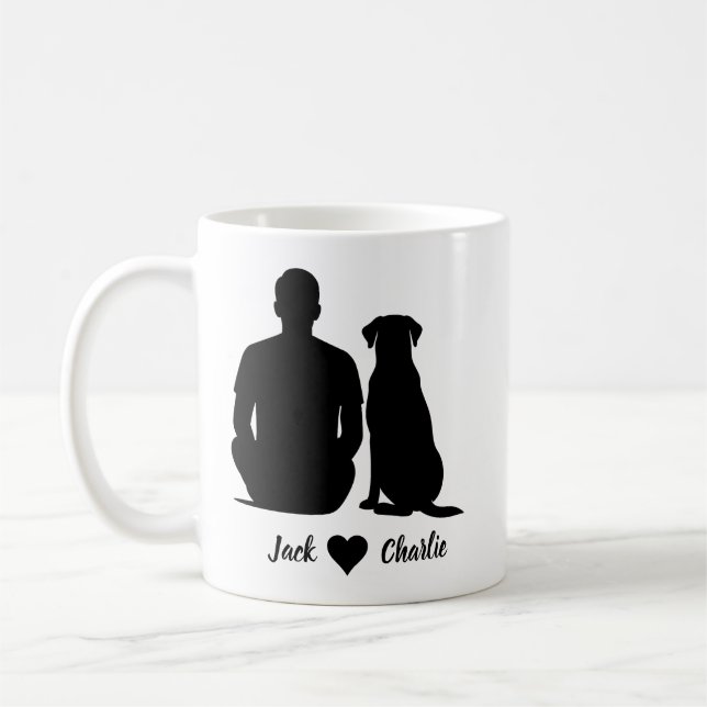 Caneca De Café Labrador Retriever Personalizado Cachorro E Dono M (Esquerda)