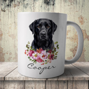 Caneca De Café Labrador Retriever Preto em Aquarela