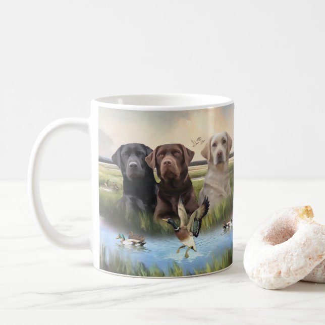 Caneca De Café Labrador Retrievers (Cães caçadores) (Com Donut)