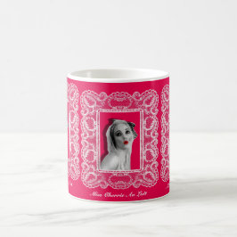 Caneca De Café Lace Frame Retro Pinup Girl Patterna Mug Hot Pink