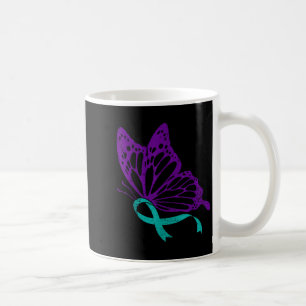 Caneca De Café Laço Azul e Roxo de Conscientização sobre Prevençã