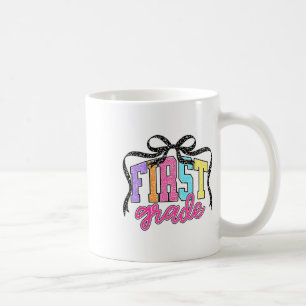 Caneca De Café Laço Coquete de Primeiro Ano de Volta à Escola Pia