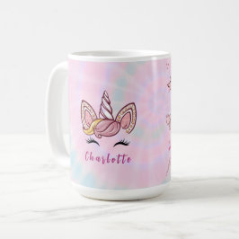Caneca De Café Laço Coquete de Unicórnio com Tinta Tie Dye Mágica
