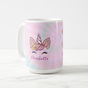 Caneca De Café Laço Coquete de Unicórnio com Tinta Tie Dye Mágica