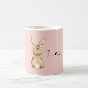 Caneca De Café Laço de Coelho Rosa Cauda Branca