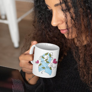 Caneca De Café Laço de Conscientização Azul Claro de Apoio e Espe