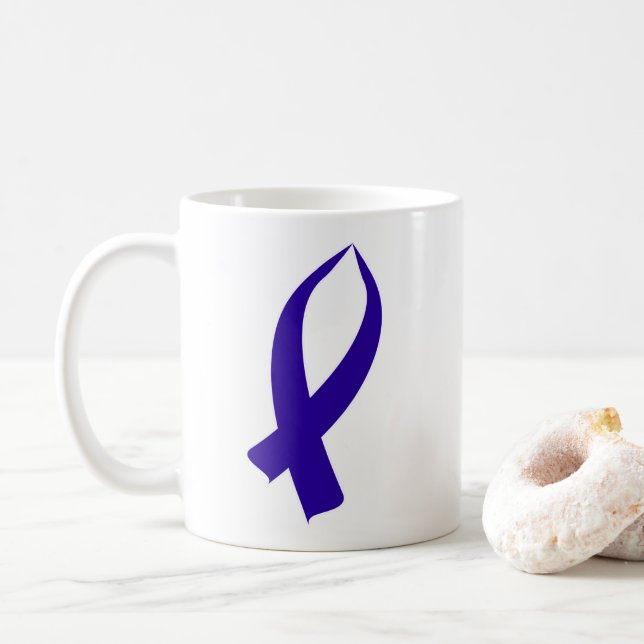 Caneca De Café Laço de conscientização (Azul escuro) (Com Donut)