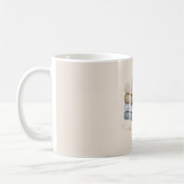 Caneca De Café Laço de Fita de Livros Azul Bege Creme