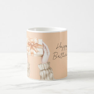 Caneca De Café Laço de Fita de Pêssego Presente