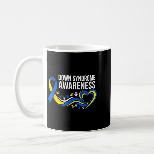 Caneca De Café Laço de Flores de Conscientização da Síndrome de D (Esquerda)