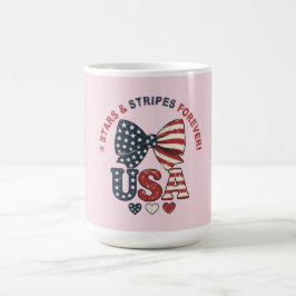 Caneca De Café Laço Estrelas e Listras Patriótico T-S do Dia 4 de