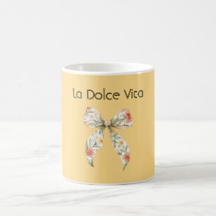 Caneca De Café Laço Floral Amarela La Dolce Vita (a boa vida)