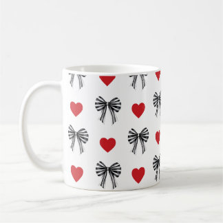 Caneca De Café Laço Listrado e Coração